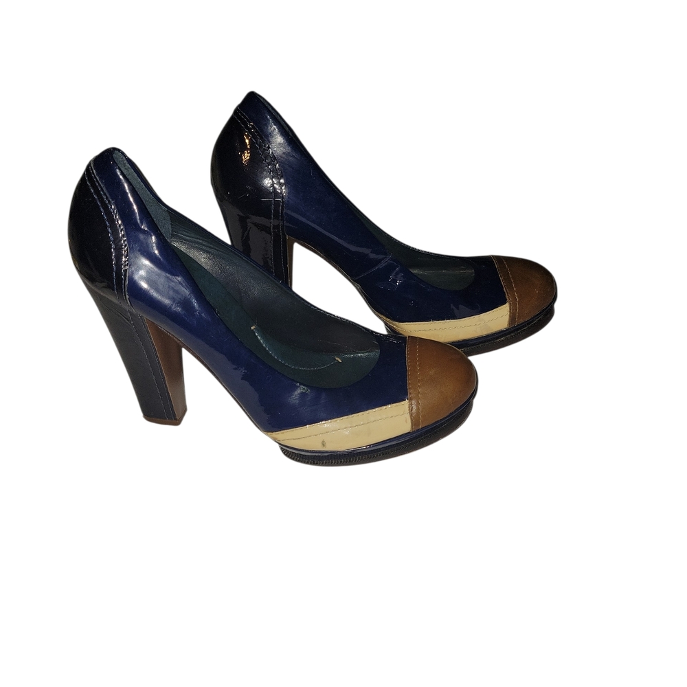 BCBGMaxAzria Navy and Brown Heels